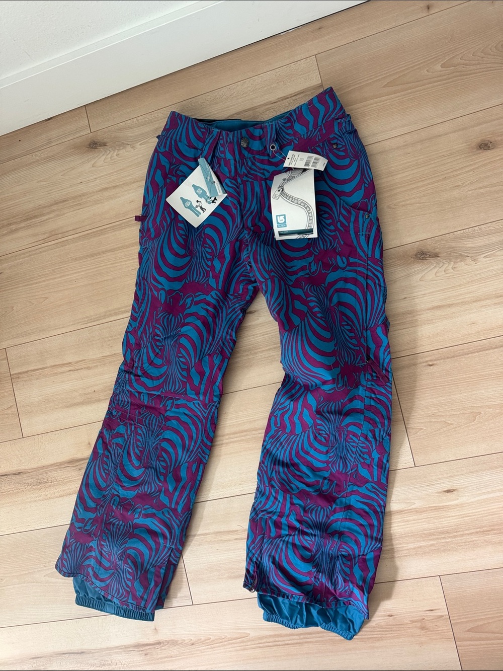 Burton Women's Teal & Purple Swirl Flare Snow Pants